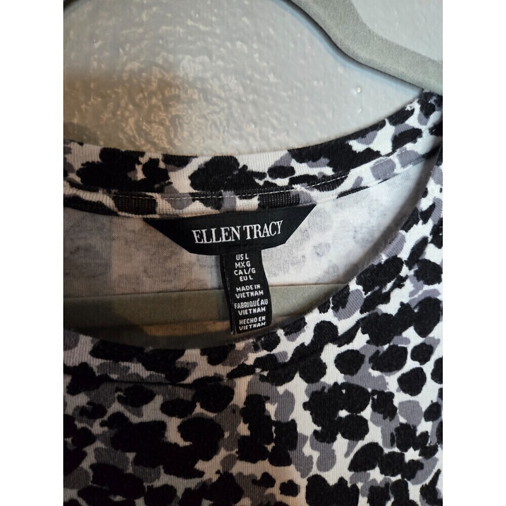Ellen Tracy Women's Pima Cotton Triumph Gray Animal Print Dress Size Large - Picture 4 of 8